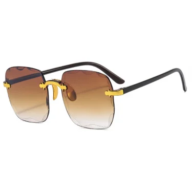 Trendy Large Frame Square Sunglasses Frameless Cut Edges Frameless Sunglasses Women Sun Protection Anti UV Sunglasses 4