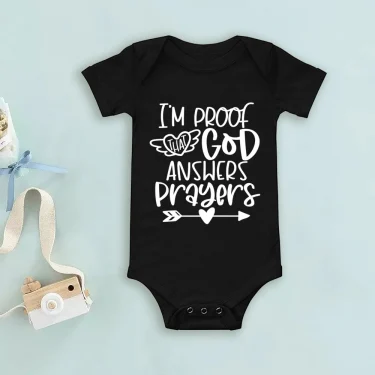 Proof That God Answers Prayers Baby Bodysuit Little Answered Prayer Romper Baby Announcement Bodysuits Newbron Shower Gift 4