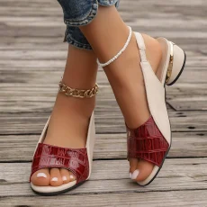 Summer New Fashion Sandals Women Colored Fish Mouth Thick Heels Large Size Back Hollow One Line Women Shoes Sandalias De Mujer 3