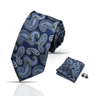 Mens Tie Paisley Jacquard Woven 8cm Formal Business Wedding Necktie Pocket Square Set Suit Cravat High Quality Handmade Gravata 6