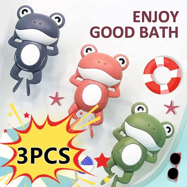 New Bath Toys for Toddlers Chain Clockwork Swim Backstroke Little Frog Baby Bathe Cute Appease Animal Toy Gift Bath Toys Kids 1