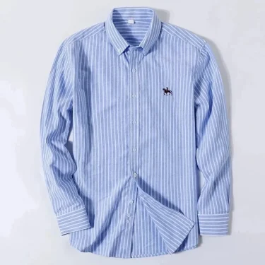 Quality 100% Cotton Oxford Shirt For Mens Long Sleeve Casual Business Regular-Fit Formal Dress Shirts Social Blouse Male Clothes 3