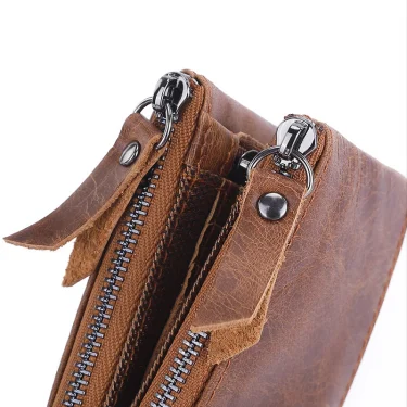 Man Genuine Leather Wallet Luxury Designer Men Purse Card Holder Short Wallets with Zipper Pocket Men’s Money Bag Gift 4
