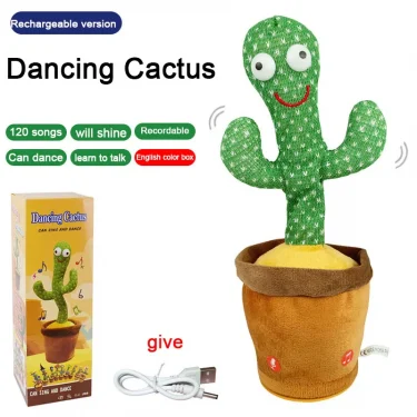Dancing Talking Cactus Toys Singing Mimicking Recording Repeating What You Say Glow Stuffed Toy For Baby Boys Girl With clothing 6