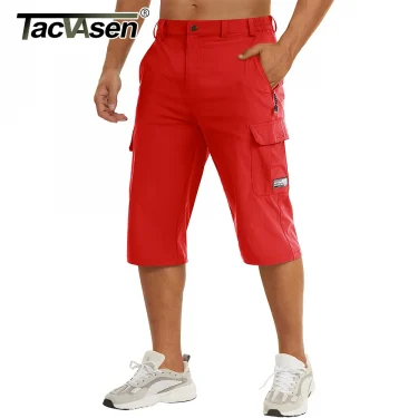 Summer Quick Dry 3/4 Capri Pants Men's Casual Multi-Pockets Lightweight Shorts Outdoor Hiking Cargo Nylon Pants Workout 2