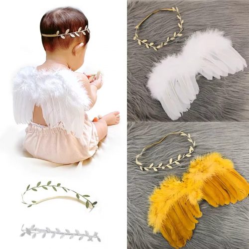 Newborn Photography Props White Angel Wing Baby Photos Props Feather Wing Girls Hair Kids Baby Photography Hair Accessories