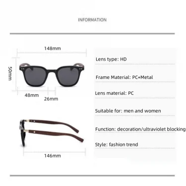 New Men Vintage Wooden Frame Sunglasses Classic Sun Glasses Men Polarized UV Protection Driving Eyewear Outdoor Shades Goggles 6