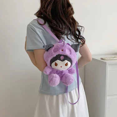 22Cm Kawaii Sanrio Plush Backpack Anime Kuromi Hello Kitty Cinnamoroll Plushie Bag Anime Cartoon Shoulder Backpacks Girl Gifts 4