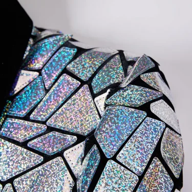 Luxury Laser Sequin Tuxedo Blazer Jacket Men One Button Shawl Lapel Dress Suit Blazer Male Party Stage Prom Singer Costume Homme 3