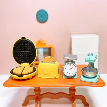 DIY Dollhouse Bear Biscuits 1/12 Miniature Furniture Toaster Oven Mixer Electronic Scale Model Set Kitchen Toys For Girl Gift 2