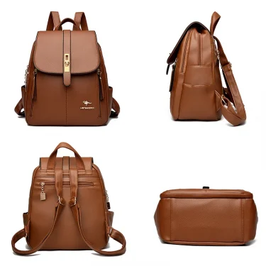 Winter New Women Leather Backpacks Fashion Shoulder Bags Female Backpack Ladies Travel Backpack School Bags For Girls Sac 3
