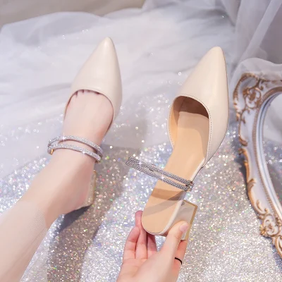 Women Mules Shoes Summer New Pointed Toe Chunky Heels Ladies Slippers Fashion Plus Size Dress Party Mid Heel Shoes Women 5