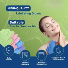 10pcs Colourful Exfoliating Gloves, Bath Gloves For Shower, Double Sided Exfoliating Gloves, For Spa, Massage And Body Scrubs 4