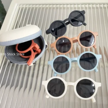 Foldable Kids Sunglasses Girls Boys Cute Round Sun Glasses Children Street Beat Eyeglasses Baby Shades Eyewears UV Protection 2