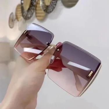 New Vintage Square Sunglasses Woman Classic Retro Gradient Mirror Frameless Sun Glasses Female Fashion Rimless Oculos De Sol 5