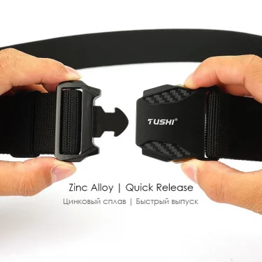 Official Genuine Elastic Belt for Men Alloy Buckle Quick Release Carbon Texture Military Tactical Belt Stretch Girdles Male 4