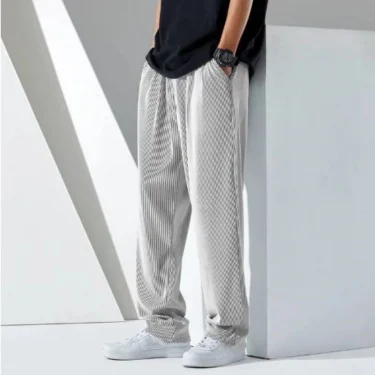 New Fashion Straight Pants Men's Loose Thin Section Drape Ice Silk Pants Wide Leg Sports Pants Solid Color Thin Casual Trousers 4