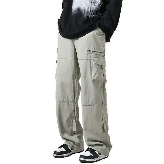 Deep Green Multi-pocket Cargo Pants Men's Autumn Japanese Trendy Straight-leg Loose-fit Casual Pants Niche Zip-up Dropshipping 5