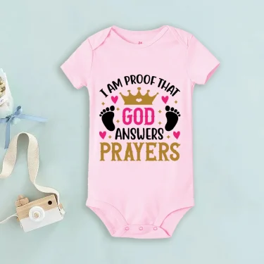 Proof That God Answers Prayers Baby Bodysuit Little Answered Prayer Romper Baby Announcement Bodysuits Newbron Shower Gift 5