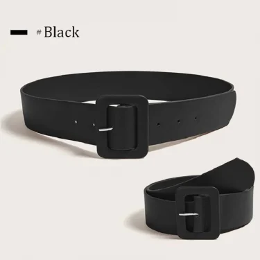 Women's Wide Belt PU Leather Belt Fashion Simple Belt for Women's Dress Luxury Designer Brand Black Pink Belt Female Strap DT167 4