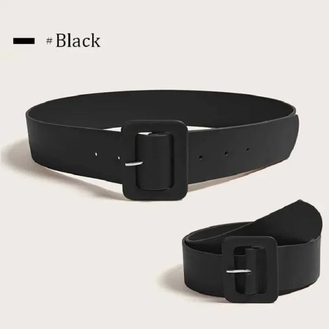Women's Wide Belt PU Leather Belt Fashion Simple Belt for Women's Dress Luxury Designer Brand Black Pink Belt Female Strap DT167 4
