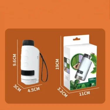 Pocket Microscope Kids Science Toy Kit 60-120x Educational Mini Handheld Microscope with LED Light Outdoor Children Stem Toy 5