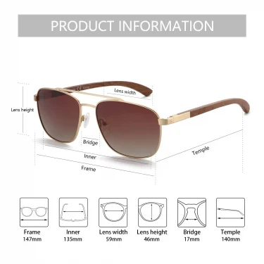 ZENOTTIC Trend Wood Polarized Sunglasses for Men 100% UV Protection Fishing Driving Golf Pilot Shade Sun Glasses 4