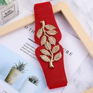 Fashion Ladies Decorated Elastic To Buckle Wide Girdle Casual Dress Belt Red White Black Luxury Brand Designer Belts for Women 3
