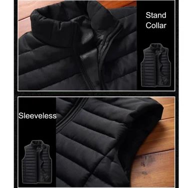 Men' Sleeveless Vest Jackets Winter Fashion Male Cotton-Padded Vest Coats Men Stand Collar Warm Waistcoats Clothing 5XL 5