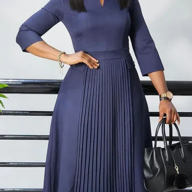 FairyShely 2025 Sexy Solid Plus Size Dress Women Long Sleeve Large Big Long Dresses Lady Autumn Party Tight Folds Curvy Dress 2