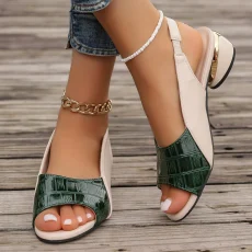 Summer New Fashion Sandals Women Colored Fish Mouth Thick Heels Large Size Back Hollow One Line Women Shoes Sandalias De Mujer 5