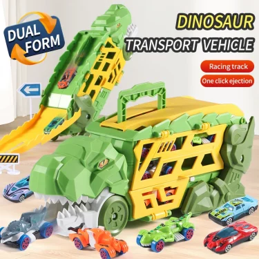 Dinosaur Morphed track ejection car Toy Alloy car model Boy morphed glide ejection transport Puzzle birthday gift 2