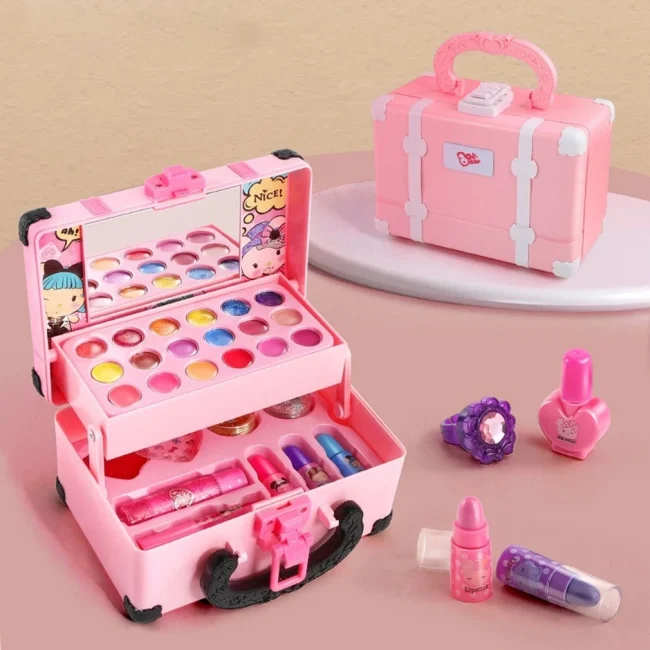Children Makeup Cosmetics Pretend Playing Box Princess Make Up Girl Toy Play Set Lipstick Eye Shadow Safety Nontoxic Kit Toy Kid 4