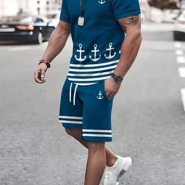 Men's T-shirt Pants Tracksuit 3D Print T Shirts Trousers Sets 2 Pieces Fashion Streetwear Male Oversized Suits Sportswea
