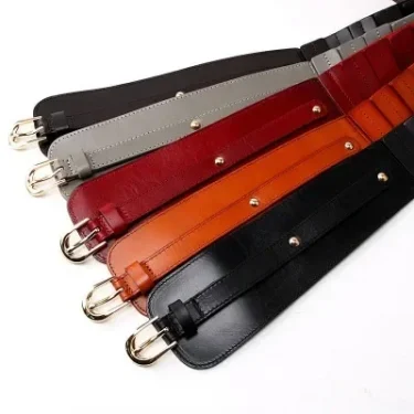 Women\'s vintage first layer cowhide leather high quality belt with skirt coat elastic belt 5