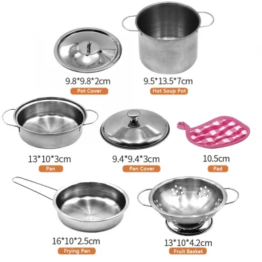 12 PCS Kitchen Set Pretend Play Simulated Kitchen Toy Children Role Playset Cooking Set Educational Gift for Kids Girls Boy 3