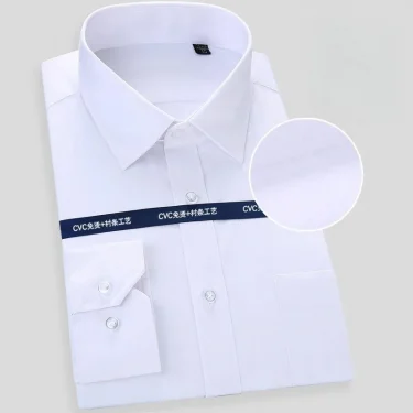 High Quality Cotton Men Dress Long Sleeve Shirt New Solid Male Plus Size Regular Fit Stripe Business Shirt White Blue 4
