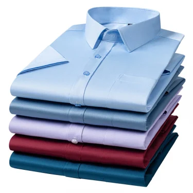 7XL Large Size Wrinkle Resistant Men's Shirt Short Sleeve Dress Shirt Men's Slim Vest Social Business Shirt Pocket White Shirt 1