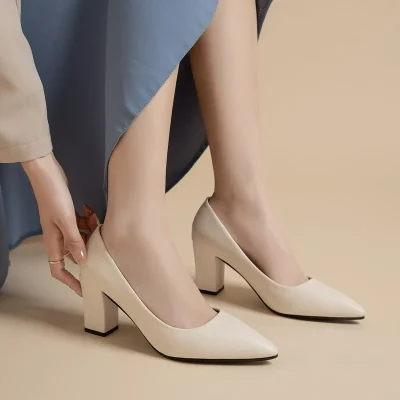 New High Heel Shoes Pointed Shallow Patent Leather High Heels Fashion Elegant Shoes Women Thin Heel Platform Work Shoes Pumps 5