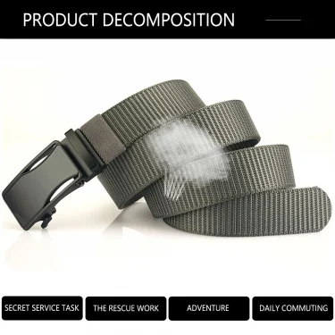 TUSHI Luxury Metal Automatic Buckle Canvas Belts For Men Tough Nylon Webbing Waistband Outdoor Jeans Pants Tactical Belt Hiking 3