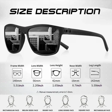 AOFLY Polarized Sunglasses for Men UV400 Protection Lightweight Frame Driving Fishing Golf Square Fashion Sun Glasses Women 6