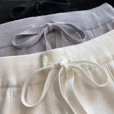Soft Waxy White Knit Wide-leg Pants Women's Autumn and Winter Thick Wool Drop Casual Straight Floor-length Pants 5