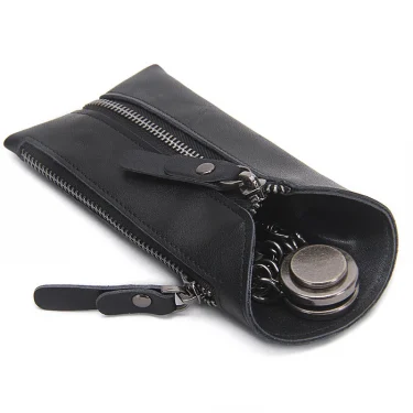 100% Genuine Leather Key Wallet Men Car Key Holder Zipper Keys Case Top Quality Male Man Housekeeper Keys Organizer 5