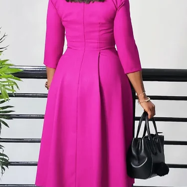 FairyShely 2025 Sexy Solid Plus Size Dress Women Long Sleeve Large Big Long Dresses Lady Autumn Party Tight Folds Curvy Dress 6