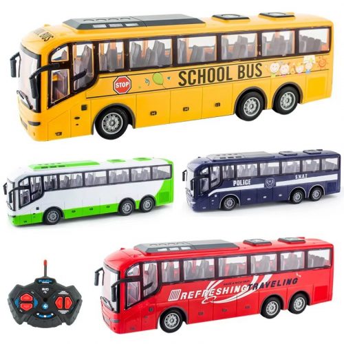 Rc Large Electric Bus Radio Controlled Car Tour Bus School Bus Model With LED Radio Control Machine Boy Toy Christmas Gift