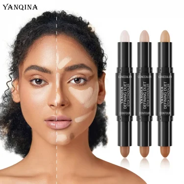 Contour Stick Duo, Double-Ended Highlight and Shadow Cream, Waterproof Full Coverage Concealer, Natural Finish Makeup for All Sk 4