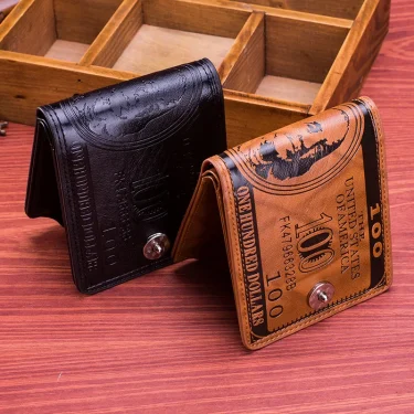 Dihope Fashion Men's Wallets With 100 US Dollar Pattern Wallet Male Leather Wallet Photo Card Holder Large Capacity Wallet 2