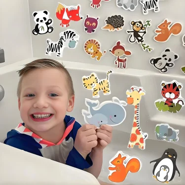 Baby Toy Animal Bath Toys for Kids Soft EVA Paste Bathroom Toys Animal Cognitive Floating Water Toys for Boys Girls 2 to 4 Years 3