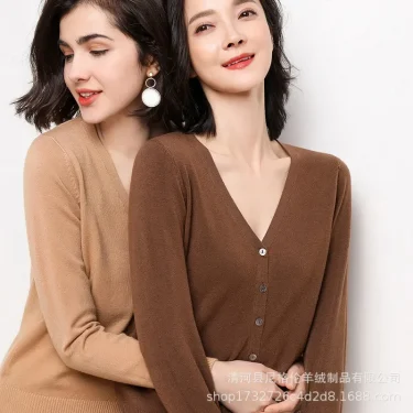 Cardigans Women Autumn Single Breasted V-neck Knitted Sweater Fashion Short Knitwear Solid Blue Green Pink Women's Jumpers 4