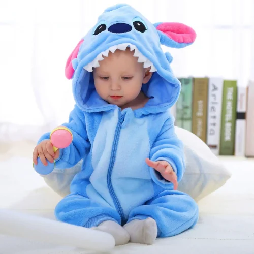 Baby Kigurumi Stitch Cow Unicorn Cartoon Romper Infant Kids Animal Jumpsuit Girls Boys Cosplay Pyjama Costumes For Christmas 1